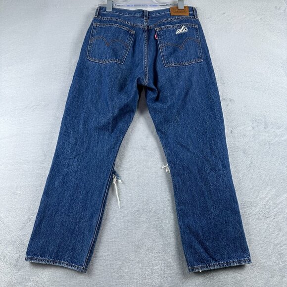 Levis Jeans Wedgie Straight Leg Distressed Mid-Rise Light Wash Size 29 - Picture 12 of 15